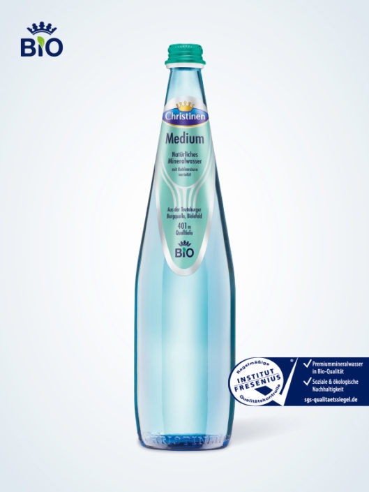 Christinen Bio Premiummineralwasser Medium 0,33 l Glas Mehrweg Tropfenform