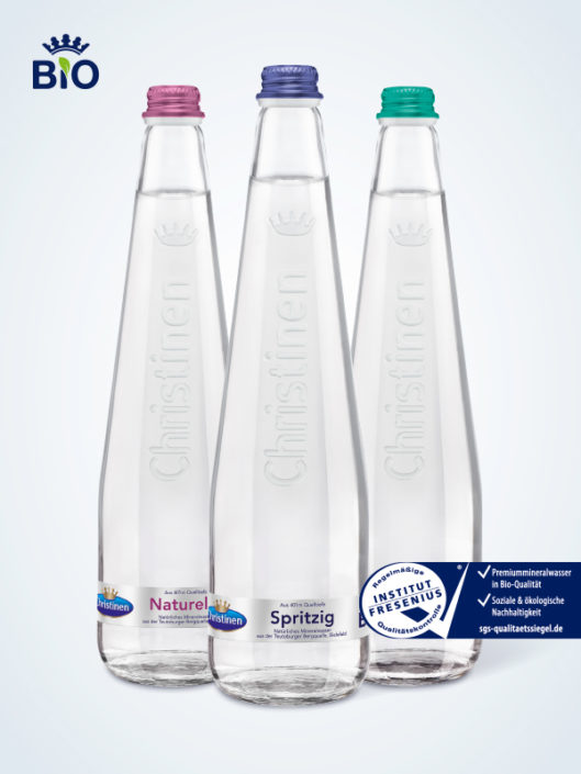 Christinen Premiummineralwasser in Bio-Qualität, 0,75l Glas, Gastro, Mehrweg